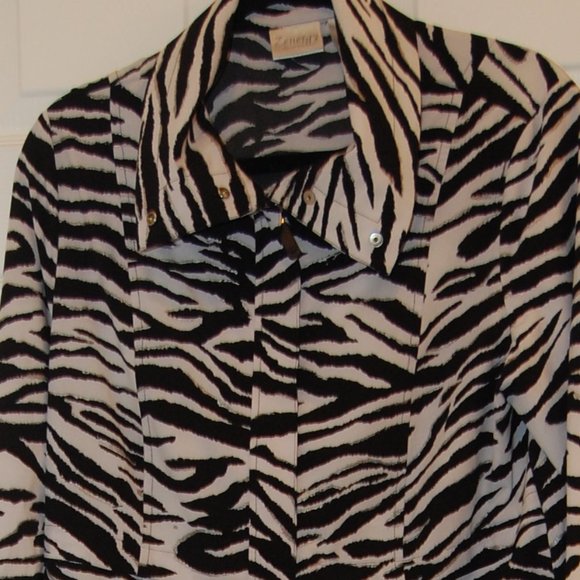 ZENERGY by CHICO Zebra Print Zipper Jacket With High Neck Size 1-Small Size 6-8 - Picture 5 of 11